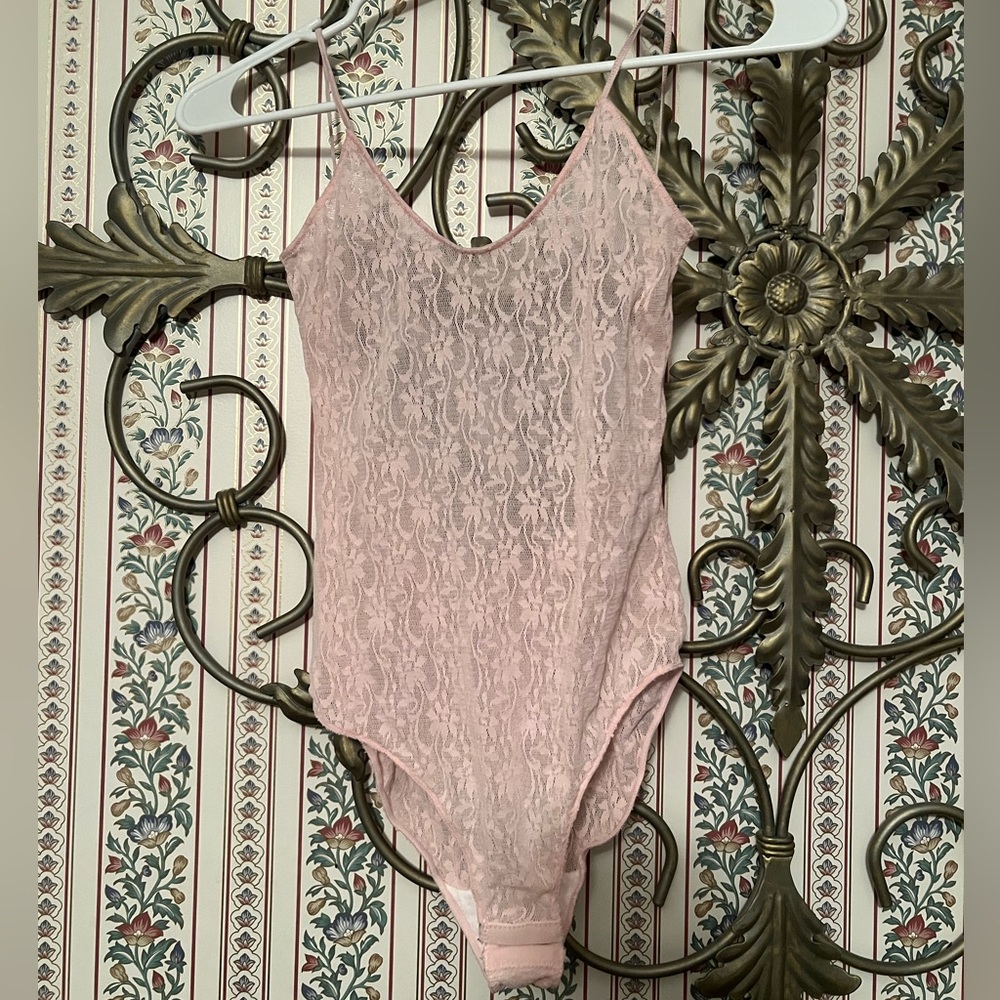 Vintage Berlei Light Pink Lace Backless Bodysuit